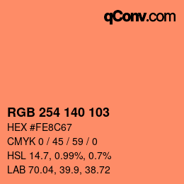 カラーコード: RGB 254 140 103 | qconv.com