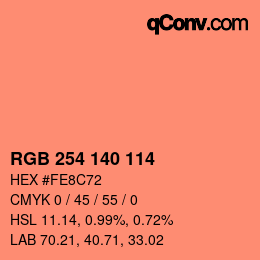 Color code: RGB 254 140 114 | qconv.com
