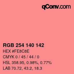Color code: RGB 254 140 142 | qconv.com
