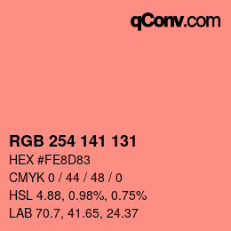 颜色代码: RGB 254 141 131 | qconv.com