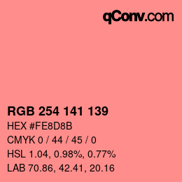 Color code: RGB 254 141 139 | qconv.com