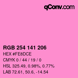 Color code: RGB 254 141 206 | qconv.com
