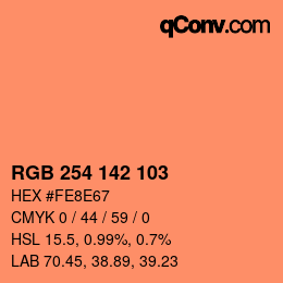 カラーコード: RGB 254 142 103 | qconv.com