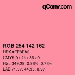 カラーコード: RGB 254 142 162 | qconv.com
