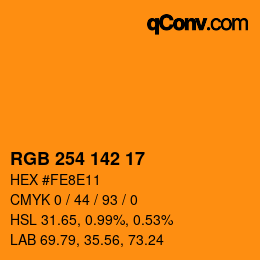 カラーコード: RGB 254 142 17 | qconv.com