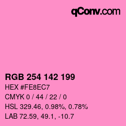 Color code: RGB 254 142 199 | qconv.com