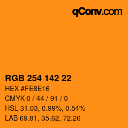 Color code: RGB 254 142 22 | qconv.com