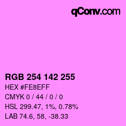 Color code: RGB 254 142 255 | qconv.com
