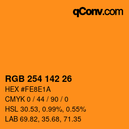Color code: RGB 254 142 26 | qconv.com
