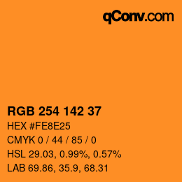 Color code: RGB 254 142 37 | qconv.com
