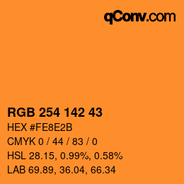 Color code: RGB 254 142 43 | qconv.com