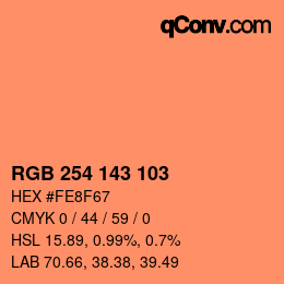 颜色代码: RGB 254 143 103 | qconv.com