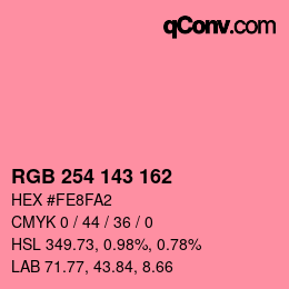 Color code: RGB 254 143 162 | qconv.com