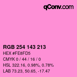 カラーコード: RGB 254 143 213 | qconv.com