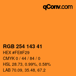 カラーコード: RGB 254 143 41 | qconv.com