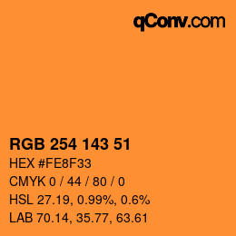 カラーコード: RGB 254 143 51 | qconv.com