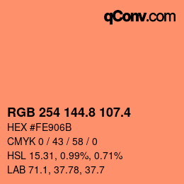 カラーコード: RGB 254 144.8 107.4 | qconv.com