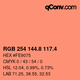 カラーコード: RGB 254 144.8 117.4 | qconv.com
