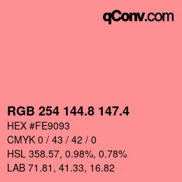 カラーコード: RGB 254 144.8 147.4 | qconv.com