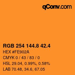 カラーコード: RGB 254 144.8 42.4 | qconv.com
