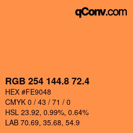 カラーコード: RGB 254 144.8 72.4 | qconv.com