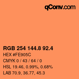カラーコード: RGB 254 144.8 92.4 | qconv.com