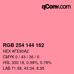 Color code: RGB 254 144 162 | qconv.com