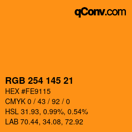 Color code: RGB 254 145 21 | qconv.com