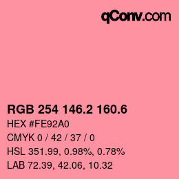 カラーコード: RGB 254 146.2 160.6 | qconv.com