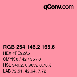 カラーコード: RGB 254 146.2 165.6 | qconv.com