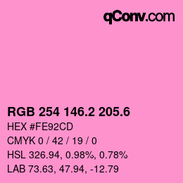 カラーコード: RGB 254 146.2 205.6 | qconv.com