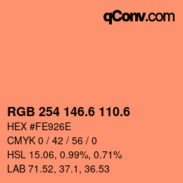カラーコード: RGB 254 146.6 110.6 | qconv.com