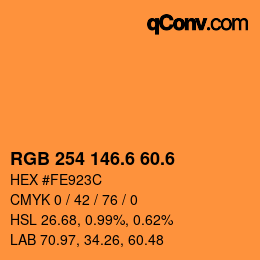 カラーコード: RGB 254 146.6 60.6 | qconv.com