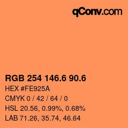 カラーコード: RGB 254 146.6 90.6 | qconv.com