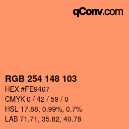 Color code: RGB 254 148 103 | qconv.com
