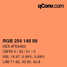颜色代码: RGB 254 148 99 | qconv.com