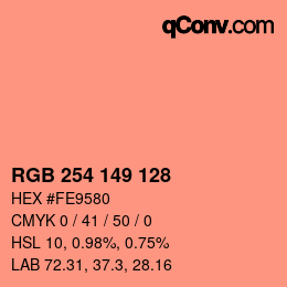 カラーコード: RGB 254 149 128 | qconv.com