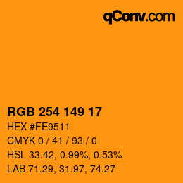 Color code: RGB 254 149 17 | qconv.com