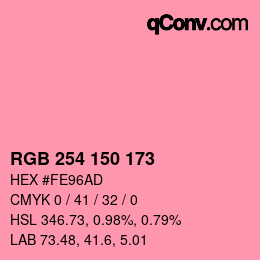 Color code: RGB 254 150 173 | qconv.com