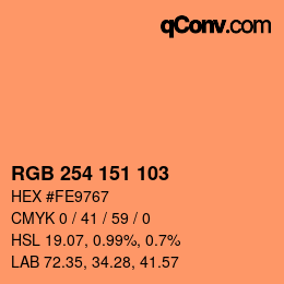カラーコード: RGB 254 151 103 | qconv.com