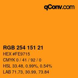カラーコード: RGB 254 151 21 | qconv.com