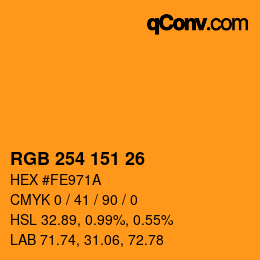 Color code: RGB 254 151 26 | qconv.com