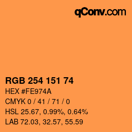 Color code: RGB 254 151 74 | qconv.com