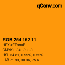 カラーコード: RGB 254 152 11 | qconv.com