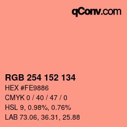 カラーコード: RGB 254 152 134 | qconv.com