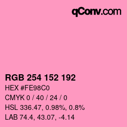 Color code: RGB 254 152 192 | qconv.com
