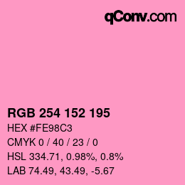 Color code: RGB 254 152 195 | qconv.com