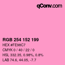Color code: RGB 254 152 199 | qconv.com
