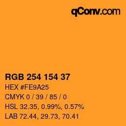 Color code: RGB 254 154 37 | qconv.com