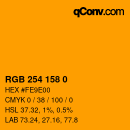 カラーコード: RGB 254 158 0 | qconv.com